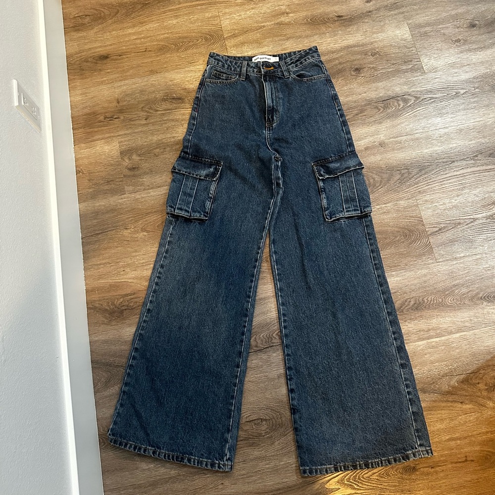 Self portrait cargo jeans wide leg